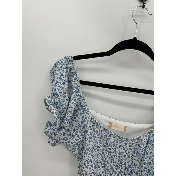 Altar'd‎ State Crop Top Women Large Blue Microfloral Milkmaid Summer Tie Back - Image 4