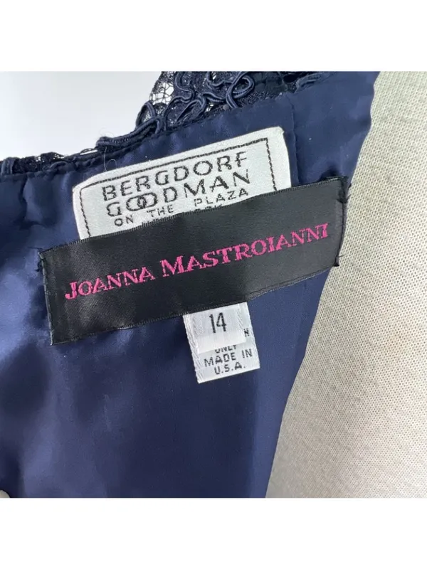 Joanna Mastroianni Sz 14 100% Silk Navy Mini Dress Cocktail Bergdorf Goodman USA - Image 7