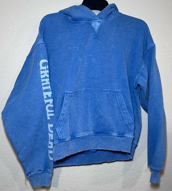 Grateful Dead American Eagle "Seriously Lived-In" Hoodie Washed Blue Women’s XS - Image 3