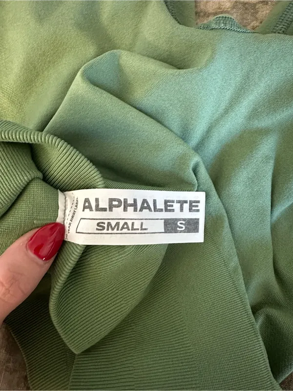 Alphalete Amplify High-Rise Scrunch Bike Shorts in Olive Green - Image 3