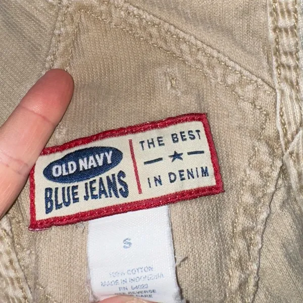 Vintage 2000 Old Navy Overalls corduroy khaki beige long adjustable y2k utility - Image 2