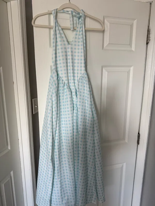 Halter Midi Dress Blue - Image 3