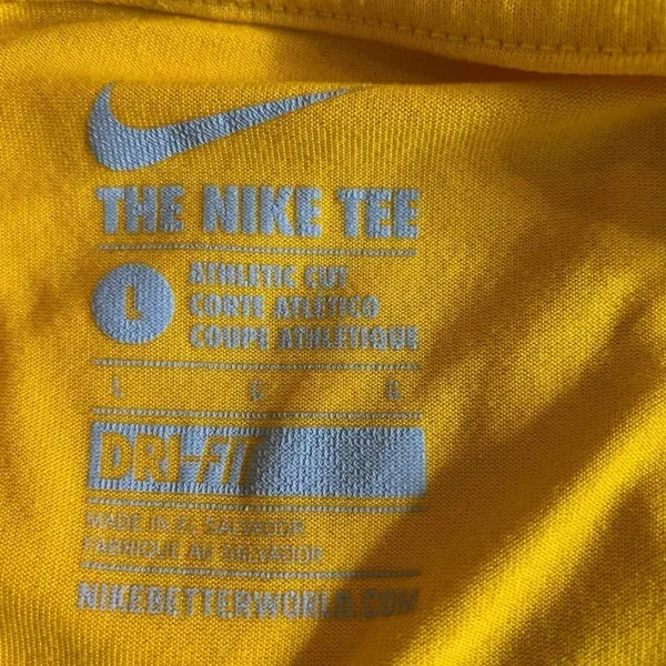 Nike Long Sleeve Tee‎ T-Shirt Womens Large Yellow Dri-Fit Athletic Cut - Image 2