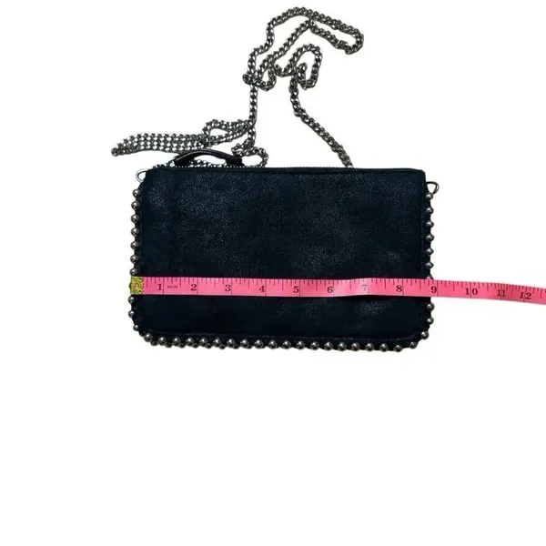 Zara Black Faux Suede silver studded crossbody bag / clutch - Image 7