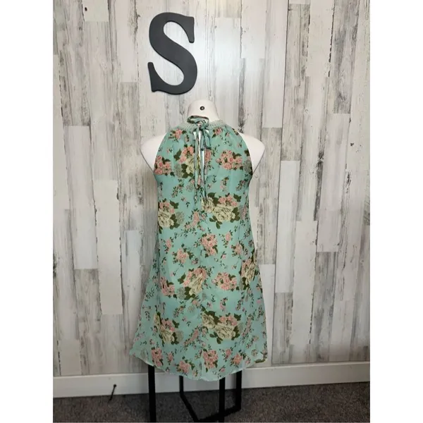 Green floral flare dress size small - Image 10