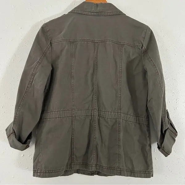 French Cuff Olive Green Military Utility Jacket Casual Medium - Image 4