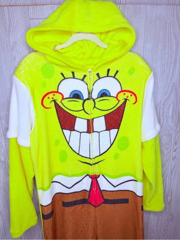 SpongeBob square pants adult large zip from one piece jumper Halloween costume - Image 3