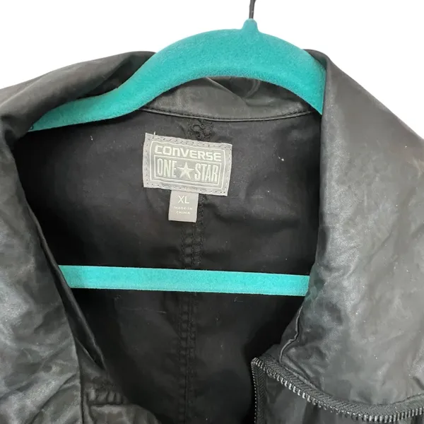 Converse Black Faux Leather Belted Jacket(material is actually 100%cotton) - Image 2