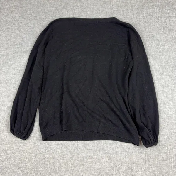 August Silk Sweater Womens M Black Rayon Nylon Crew Neck Tight-Knit Pullover - Image 12
