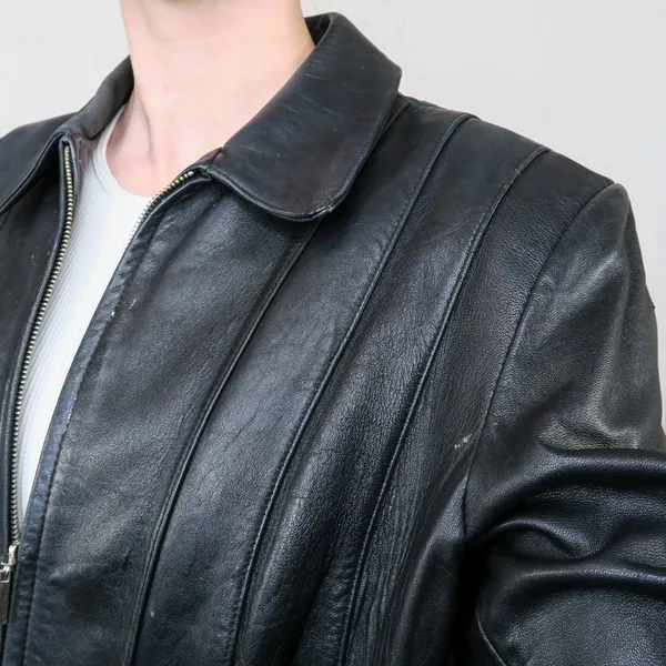 Vintage 90s Fourteen Zero Black Leather Jacket - Image 6
