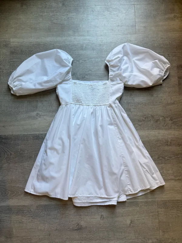 Abercrombie & Fitch Emerson Puff Sleeves Square Neck White Poplin Mini Dress XS - Image 10