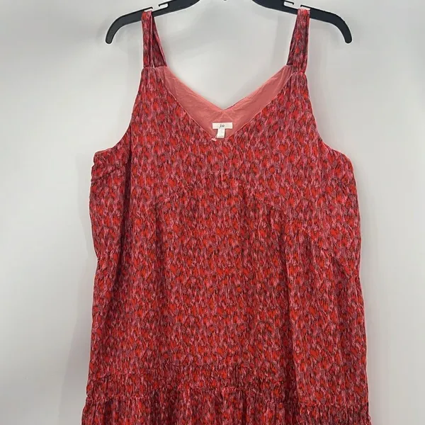 Joie large abstract print boho tiered red black maxi dress - Image 2