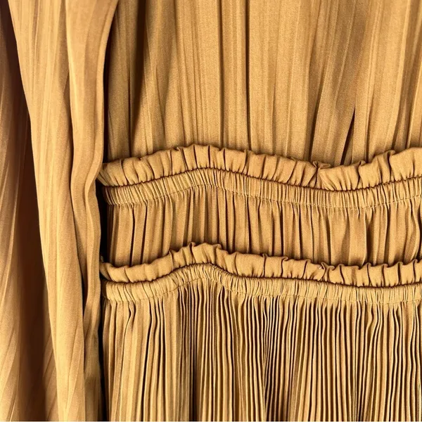Anthropologie Maeve Saniya Mini Dress Pleated Satin Ruffle‎ Trim Feminine - Image 6