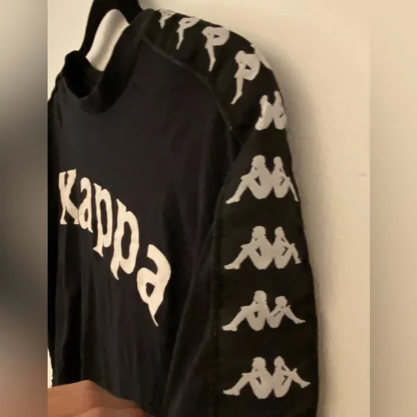 Kappa Black Cropped Cut T-shirt Unisex Size Small - Image 4