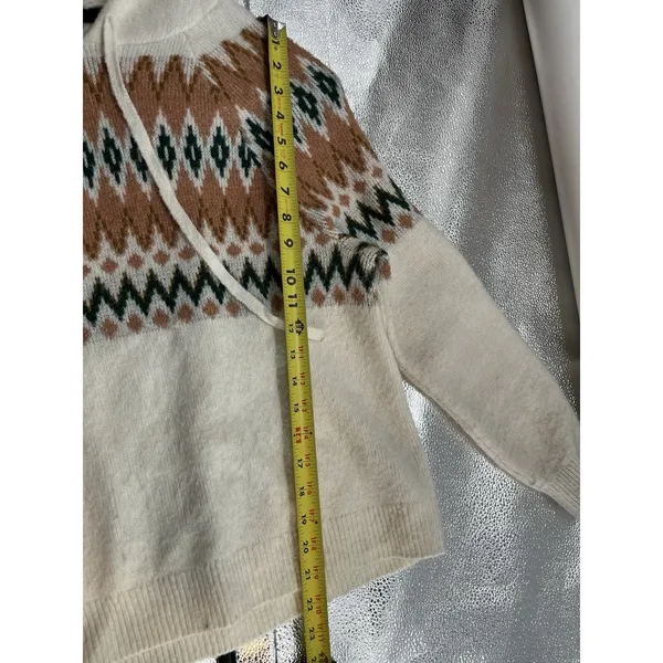FRYE Women's Cozy Hooded Sweater Size‎ Medium Fair-Isle - Image 5