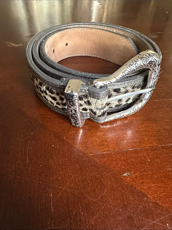 Vintage Brighton Pony hair Leopard print Belt w/Decorative Buckle - Brown - Image 8