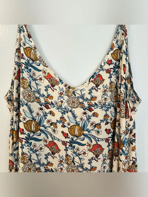 NWT Natural Life White Multicolor Floral Amy Sleevless Slip Maxi Dress Large - Image 3
