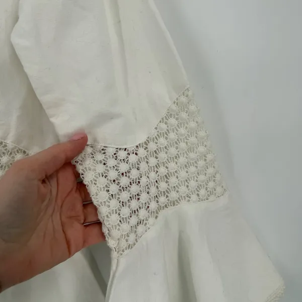 Tizzie Crochet Lace Blouse Women‎ Small White Bell Sleeve Boho Cottagecore Top - Image 9
