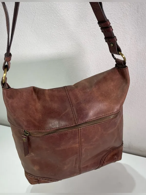 Diba True Leather Shoulder Bag Boho Slouchy Hobo Brown Whimsigoth Hippie Fairy - Image 3