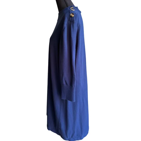 Preppy Navy Cotton Sweater Dress XL Gold Button Shoulder Haley & The Hound - Image 5