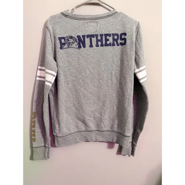 PINK Victoria's Secret Sweatshirt Panthers‎ Graphic Sequins Gray Small - Image 5