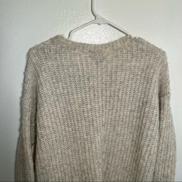 Aerie Womens Size Small Oversized Lace-Up Pullover Sweater Tunic Oatmeal Heather - Image 10