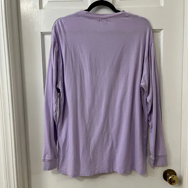 SKIMS Boyfriend Henley Top Small Lilac Purple Long Sleeve Oversized - Image 5