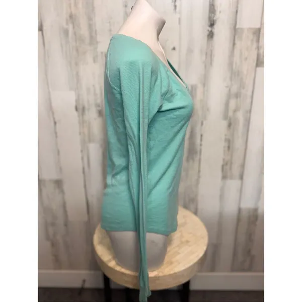 PINK Victoria’s Secret Teal Long Sleeve V-Neck Sleep Top Women’s Size L - Image 7