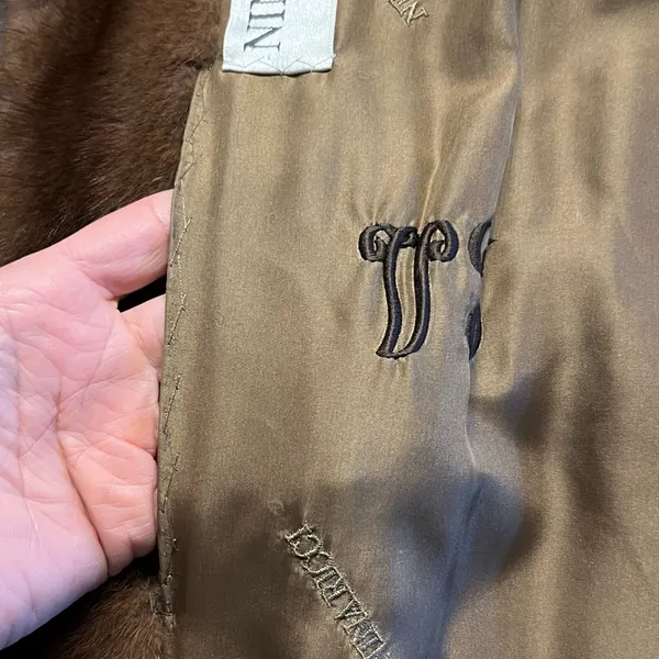 Vintage Nina Ricci Natural Female Let Out Mink Fur Coat Size M Genuine Womens - Image 11