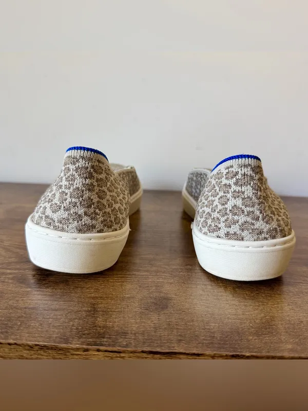 Rothy’s Pebble Spot Slip On Sneakers Womens Size 6.5 Cheetah Leopard Knit Flats - Image 4