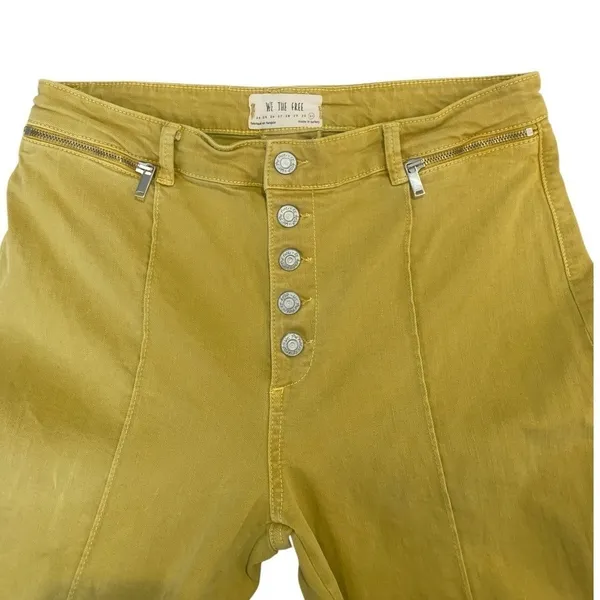 We‎ The Free Flare Pants Womens 31 Yellow Corduroy High Rise Boho 70s Retro - Image 4