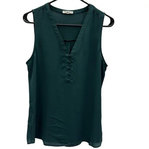 Maurices Sleeveless Quarter Button Front V Neck Tunic Blouse Top Womens Medium - Image 6