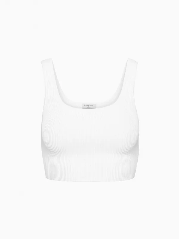 Aritzia Babaton Sculpt Knit Squareneck Cropped Tank - White - XS - Image 7