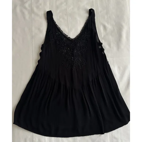 Intimately Free People DelphineEmbellished Slip Dress FlowySequin Black XS NWT - Image 11