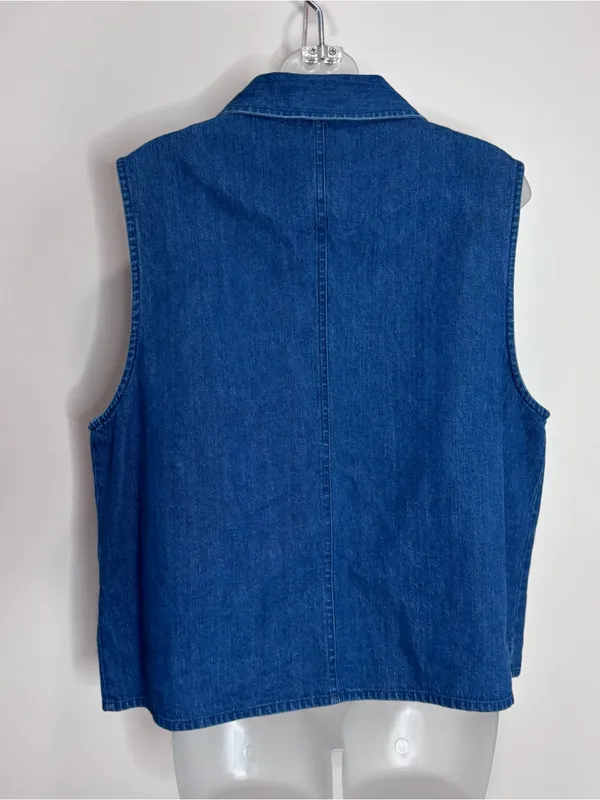 Westbound vintage Denim Holiday Vest Blue Red Green Stockings 90s large - Image 3
