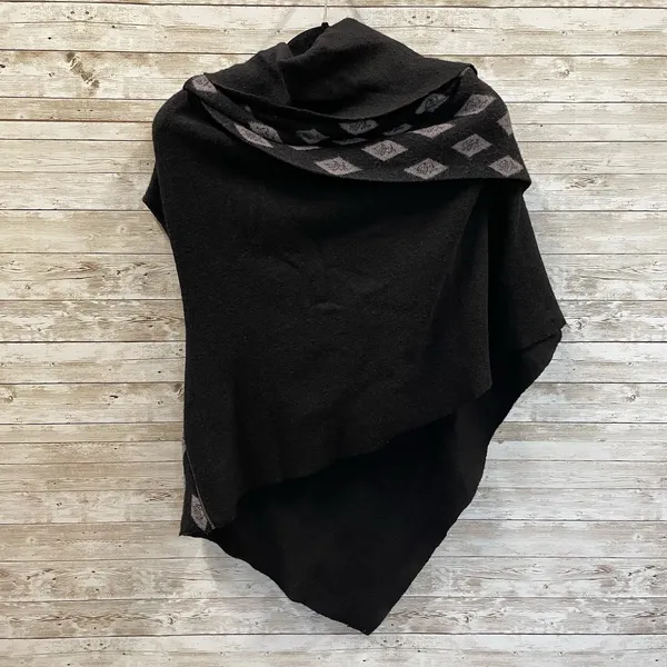 Anthropologie Moth‎ Womens S Wool Shrug Sweater Wrap Cowl Cropped Black Zipper - Image 4