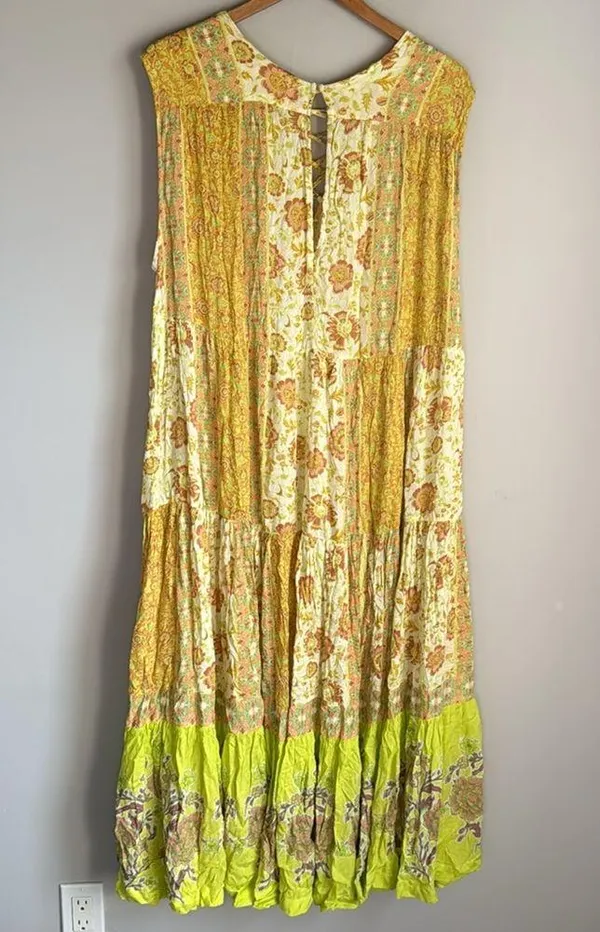 FREE PEOPLE Hanalei Bay Dress in Yellow Combo Small - Image 3