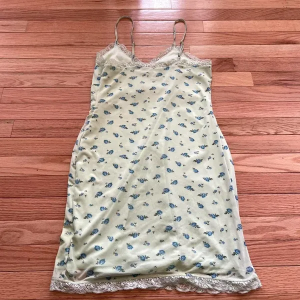 Wild Fable Floral Lace Cami Babydoll Slip Dress Medium Green Floral Coquette Cottagecore - Image 9