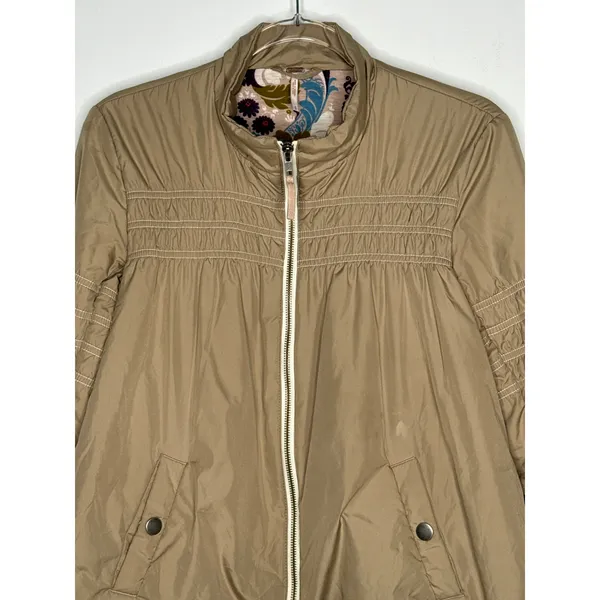 Free People Smocked Bomber Jacket with Floral Lining – Size Small - Image 3