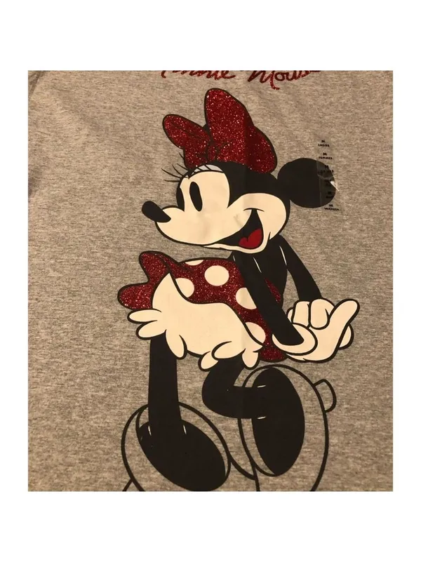 Disney Minnie Mouse Grey Red Short Sleeve Tee M (19” PTP) - Image 2