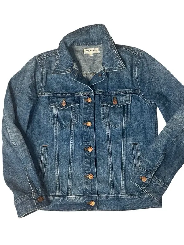 MADEWELL The Jean Jacket Pinter Wash Denim Trucker Jacket Size Medium - Image 7