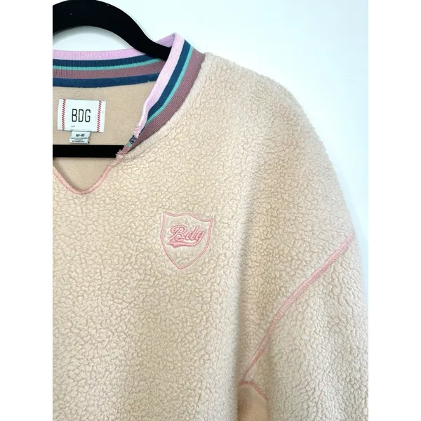 BDG‎ Urban Outfitters Women's M Crop Sherpa Fleece Varsity Streetwear Gorpcore - Image 6
