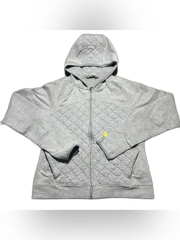 The North Face Quilted Zip Up Hoodie Jacket Grey Athleisure Layer XL Gorpcore - Image 3