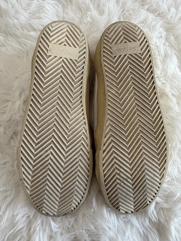 Saint Laurent Court Classic Sneakers White Canvas Leather Size 37 US 7 - Image 9