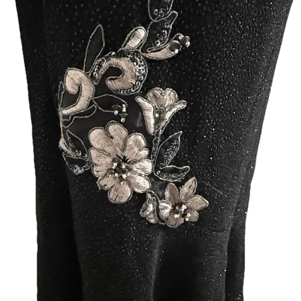 Vintage Jessica McClintock Black Asymmetrical One Shoulder Cocktail Dress - Image 2