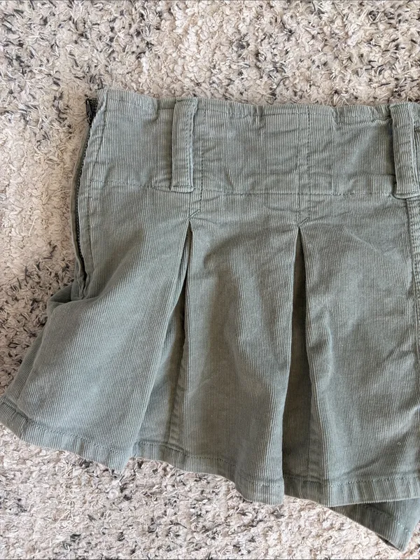 Free People Pleated Micro Mini Cord Skirt Light Sage Green Size 8 - Image 8