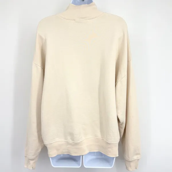 FRAME‎ Sweatshirt Womens S Cream Mock Neck Pima Cotton Oversized Distressed Vtg - Image 4