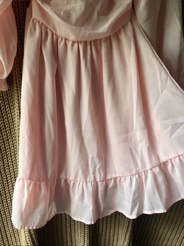 Zaful Light Pink Off-Shoulder Long Sleeve Ruffle Dress - Image 5