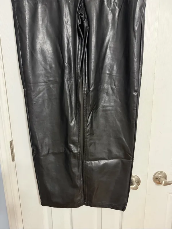 Abercrombie & fitch the 90’s straight ultra high-rise vegan leather size 32 14 - Image 5