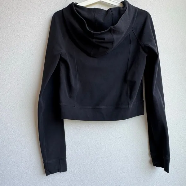 Lululemon Nice & Natural Popover Black Size 2 XS Practice Cotton Cropped Hoodie - Image 3